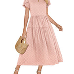 Nadorine Bohemian Floral Short Sleeve Beach Sundress for Women Casual Beach Vacation Summer 2026