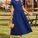 Nadorine Bohemian Floral Short Sleeve Beach Sundress for Women Casual Beach Vacation Summer 2026