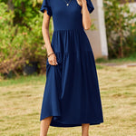 Nadorine Bohemian Floral Short Sleeve Beach Sundress for Women Casual Beach Vacation Summer 2026