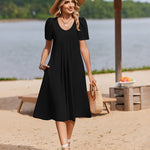 Casual Floral Midi Sundress with Pockets (US Only)