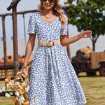 Casual Floral Midi Sundress with Pockets (US Only)