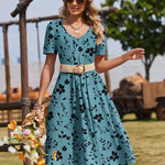 Casual Floral Midi Sundress with Pockets (US Only)