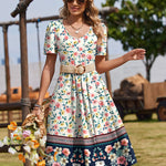 Casual Floral Midi Sundress with Pockets (US Only)