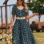 Casual Floral Midi Sundress with Pockets (US Only)