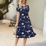 Summer Casual Flowy Puff Sleeve Flare Dress (US Only)