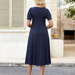 Summer Casual Flowy Puff Sleeve Flare Dress (US Only)