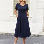 Summer Casual Flowy Puff Sleeve Flare Dress (US Only)
