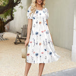 Summer Casual Flowy Puff Sleeve Flare Dress (US Only)