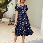 Summer Casual Flowy Puff Sleeve Flare Dress (US Only)
