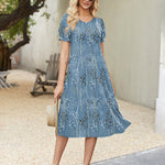 Summer Casual Flowy Puff Sleeve Flare Dress (US Only)