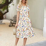 Summer Casual Flowy Puff Sleeve Flare Dress (US Only)