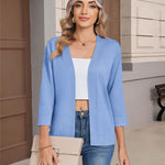 Casual Open Front Cropped Knit Cardigan (US Only)