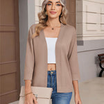 Casual Open Front Cropped Knit Cardigan (US Only)