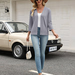 Casual Open Front Cropped Knit Cardigan (US Only)
