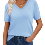Casual Loose Soft Knit Short Sleeve Top (US Only)