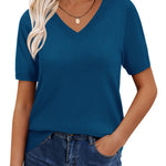 Casual Loose Soft Knit Short Sleeve Top (US Only)