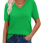 Casual Loose Soft Knit Short Sleeve Top (US Only)