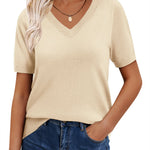 Casual Loose Soft Knit Short Sleeve Top (US Only)
