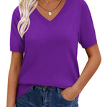 Casual Loose Soft Knit Short Sleeve Top (US Only)