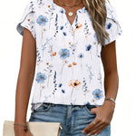 Simple Yet Stylish Textured Cap Short Sleeve Blouse (US Only)
