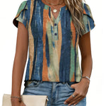 Simple Yet Stylish Textured Cap Short Sleeve Blouse (US Only)