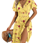 A-Line Ruffle Sleeve Casual Sundress with Pockets (US Only)