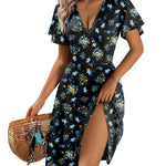 A-Line Ruffle Sleeve Casual Sundress with Pockets (US Only)