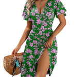 A-Line Ruffle Sleeve Casual Sundress with Pockets (US Only)
