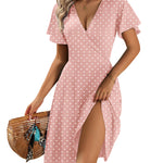 A-Line Ruffle Sleeve Casual Sundress with Pockets (US Only)
