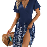 A-Line Ruffle Sleeve Casual Sundress with Pockets (US Only)