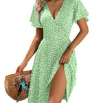 A-Line Ruffle Sleeve Casual Sundress with Pockets (US Only)