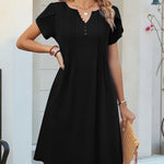 Nadorine Women's Casual A-Line Short Sleeve Mini Dress with Pockets (US Only)