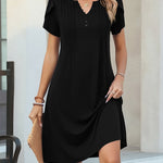 Nadorine Women's Casual A-Line Short Sleeve Mini Dress with Pockets (US Only)