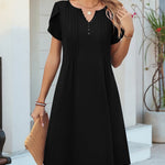 Nadorine Women's Casual A-Line Short Sleeve Mini Dress with Pockets (US Only)