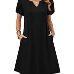 Nadorine Women's Casual A-Line Short Sleeve Mini Dress with Pockets (US Only)