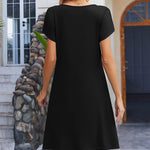 Nadorine Women's Casual A-Line Short Sleeve Mini Dress with Pockets (US Only)