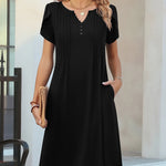 Nadorine Women's Casual A-Line Short Sleeve Mini Dress with Pockets (US Only)