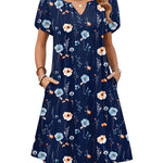 Nadorine Women's Casual A-Line Short Sleeve Mini Dress with Pockets (US Only)