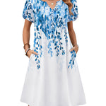 Nadorine Women's Casual A-Line Short Sleeve Mini Dress with Pockets (US Only)