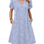 Nadorine Women's Casual A-Line Short Sleeve Mini Dress with Pockets (US Only)