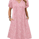 Nadorine Women's Casual A-Line Short Sleeve Mini Dress with Pockets (US Only)
