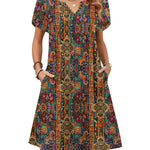 Nadorine Women's Casual A-Line Short Sleeve Mini Dress with Pockets (US Only)
