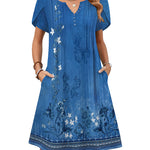 Nadorine Women's Casual A-Line Short Sleeve Mini Dress with Pockets (US Only)