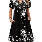 Nadorine Women's Casual A-Line Short Sleeve Mini Dress with Pockets (US Only)