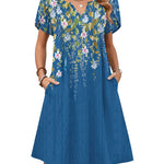 Nadorine Women's Casual A-Line Short Sleeve Mini Dress with Pockets (US Only)