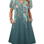 Nadorine Women's Casual A-Line Short Sleeve Mini Dress with Pockets (US Only)