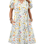 Nadorine Women's Casual A-Line Short Sleeve Mini Dress with Pockets (US Only)