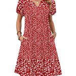 Nadorine Women's Casual A-Line Short Sleeve Mini Dress with Pockets (US Only)