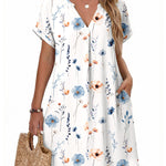 Casual Summer V Neck Mini Short Sleeve Beach Dress (US Only)