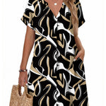 Casual Summer V Neck Mini Short Sleeve Beach Dress (US Only)